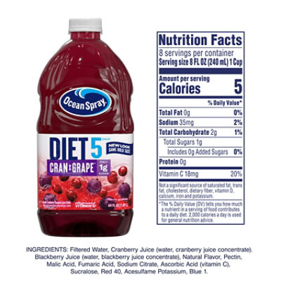 Ocean Spray Diet Juice Cranberry Grape - 64 Fl. Oz. - Image 5