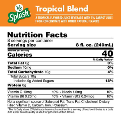 V8 Splash Tropical Blend Flavored Juice Beverage - 64 Fl Oz - Image 4