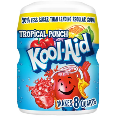 Kool-Aid Sugar Sweetened Tropical Punch Artificially Flavored Powdered Drink Mix Canister - 19 Oz - Image 1