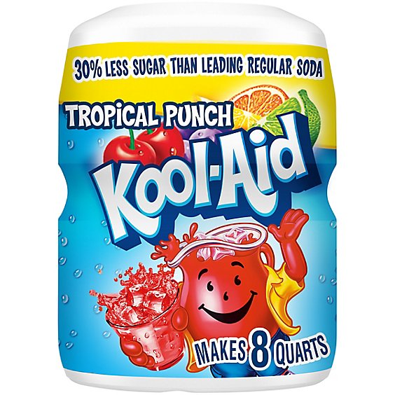Kool-Aid Sugar Sweetened Tropical Punch Artificially Flavored Powdered Drink Mix Canister - 19 Oz