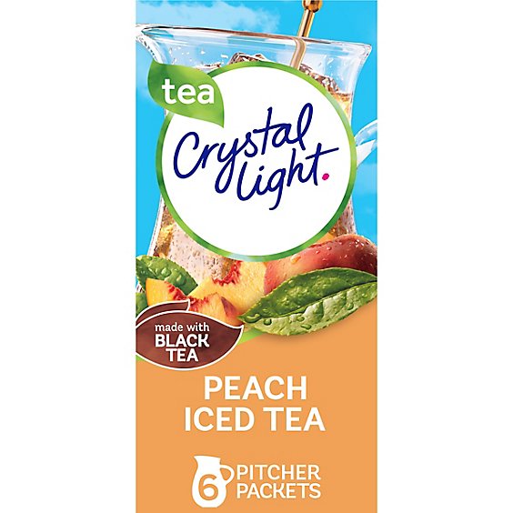 Crystal Light Drink Mix Pitcher Packs Iced Tea Peach Tub 6 Count - 1.5 Oz
