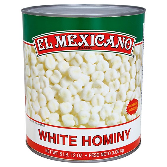 El Mexicano Hominy White Can - 108 Oz