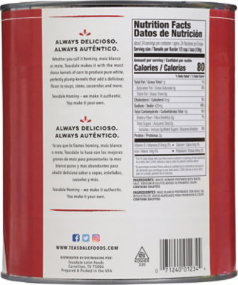 Teasdale Hominy White Can - 108 Oz - Image 5