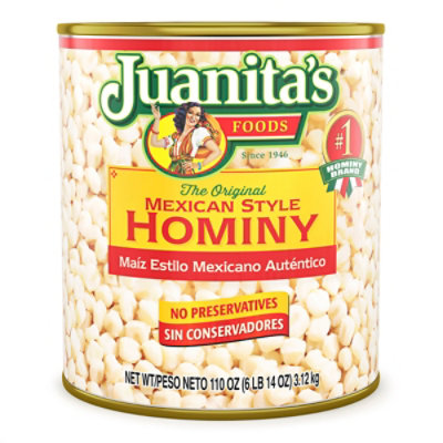 Juanitas Foods Hominy Mexican Style Can - 110 Oz