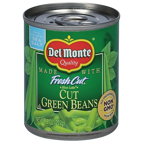 Del Monte Fresh Cut Beans Green Blue Lake Cut with Natural Sea Salt - 8 Oz