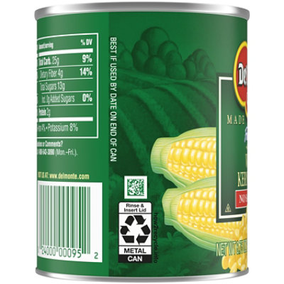 Del Monte Fresh Cut Corn Whole Kernel Golden Sweet No Salt Added - 8.75 Oz - Image 2
