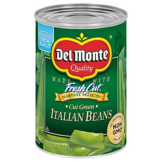 Del Monte Harvest Selects Beans Italian Cut with Natural Sea Salt - 14.5 Oz