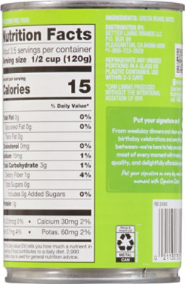 Signature SELECT Beans Green Cut No Salt Added - 14.5 Oz - Image 5