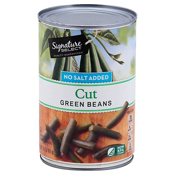 Signature SELECT Beans Green Cut No Salt Added - 14.5 Oz
