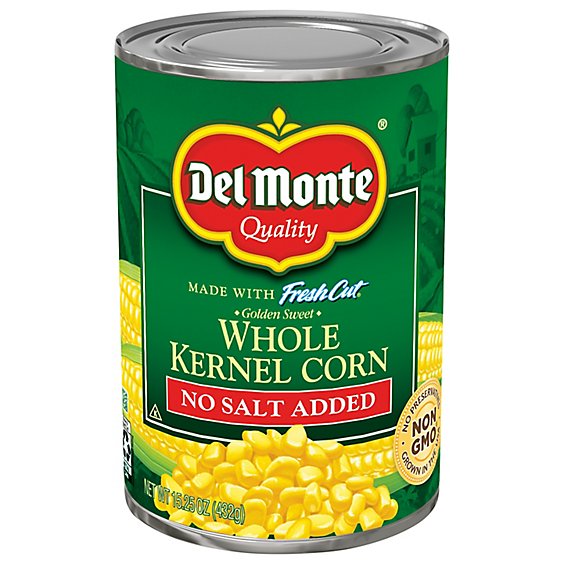 Del Monte Fresh Cut Corn Whole Kernel Golden Sweet No Salt Added - 15.25 Oz