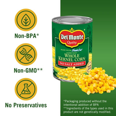 Del Monte Fresh Cut Corn Whole Kernel Golden Sweet No Salt Added - 15.25 Oz - Image 3