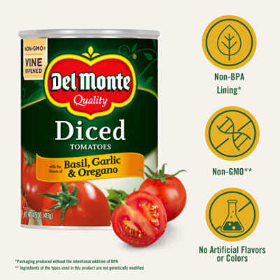 Del Monte Tomatoes Diced Basil Garlic & Oregano - 14.5 Oz - Image 3