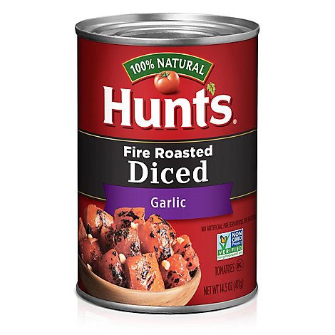 Hunts Tomatoes Diced Fire-Roasted Garlic - 14.5 Oz