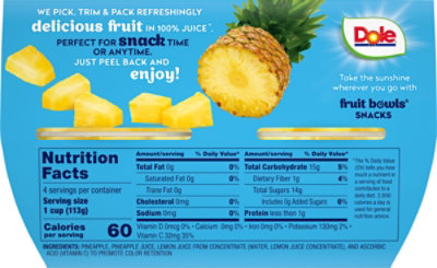 Dole Pineapple Tidbits in 100% Pineapple Juice Cups - 4-4 Oz - Image 8