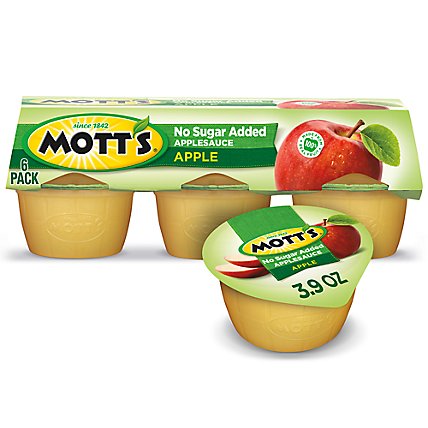 Motts Applesauce Apple Unsweetened  Cups - 6-3.9 Oz - Image 1