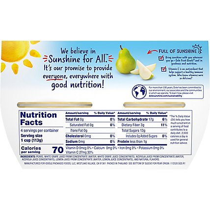 Dole Pears Diced in 100% Juice Cups - 4-4 Oz - Image 6