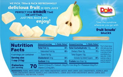 Dole Pears Diced in 100% Juice Cups - 4-4 Oz - Image 8