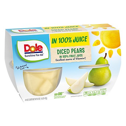 Dole Pears Diced in 100% Juice Cups - 4-4 Oz - Image 2