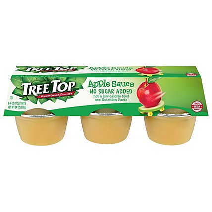 Tree Top Apple Sauce No Sugar Added Cups - 6-4 Oz - Image 1