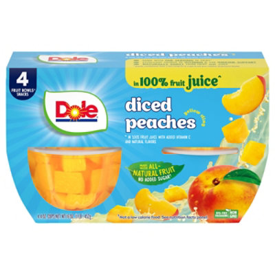 Dole Peaches Diced Yellow Cling in 100% Fruit Juice Cups - 4-4 Oz