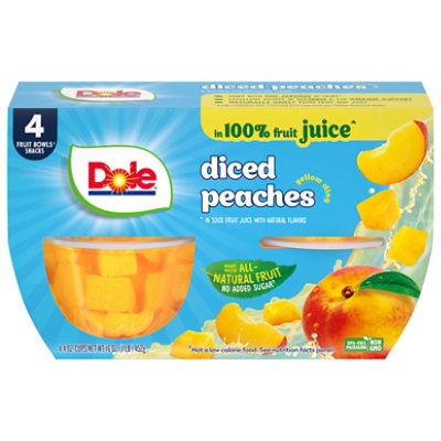 Dole Peaches Diced Yellow Cling in 100% Fruit Juice Cups - 4-4 Oz - Image 2