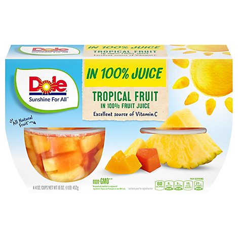 Dole Tropical Fruit in 100% Juice Cups - 4-4 Oz