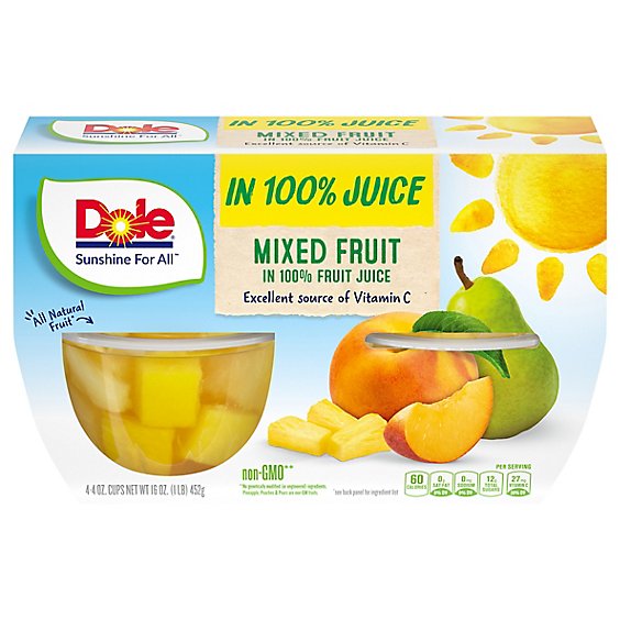 Dole Mixed Fruit in 100% Fruit Juice Cups - 4-4 Oz