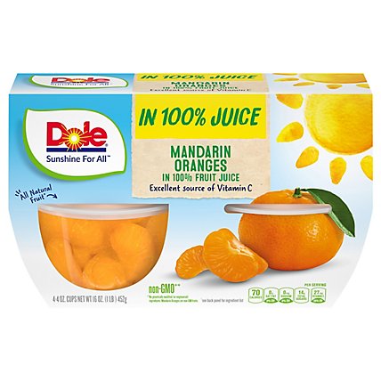 Dole Mandarin Oranges in 100% Fruit Juice Cups - 4-4 Oz - Image 3