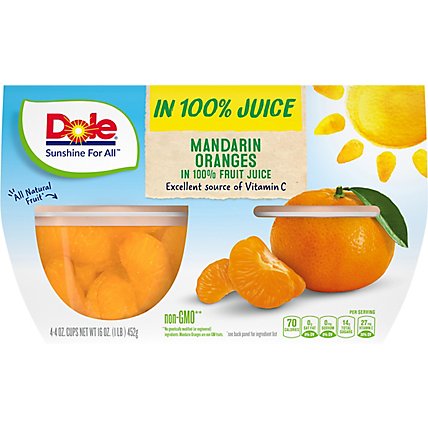 Dole Mandarin Oranges in 100% Fruit Juice Cups - 4-4 Oz - Image 2