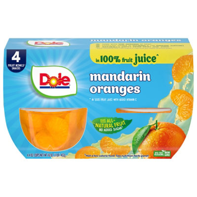 Dole Mandarin Oranges in 100% Fruit Juice Cups - 4-4 Oz