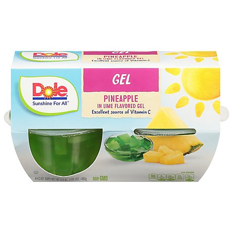 Dole Pineapple in Lime Gel Cups - 4-4.3 Oz