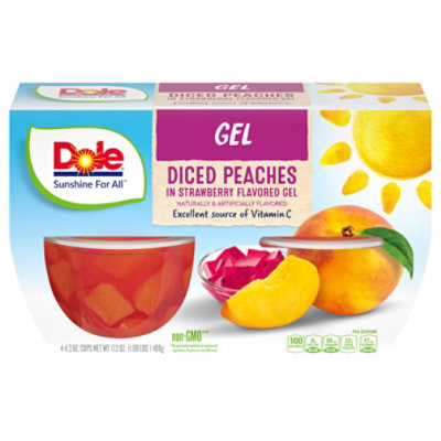 Dole Peaches in Strawberry Gel Cups - 4-4.3 Oz