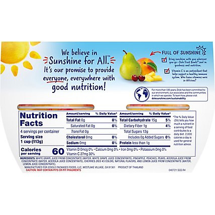 Dole Cherry Mixed Fruit in 100% Fruit Juice Cups - 4-4 Oz - Image 8