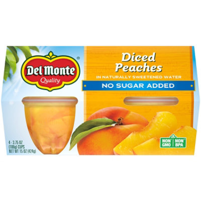 Del Monte No Sugar Added Diced Peaches Fruit Cup Snacks - 4 - 3.75 Oz