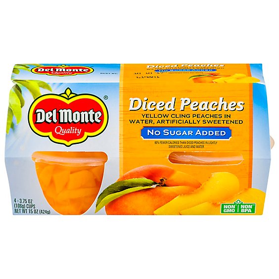 Del Monte Peaches Diced Cups - 4-3.75 Oz