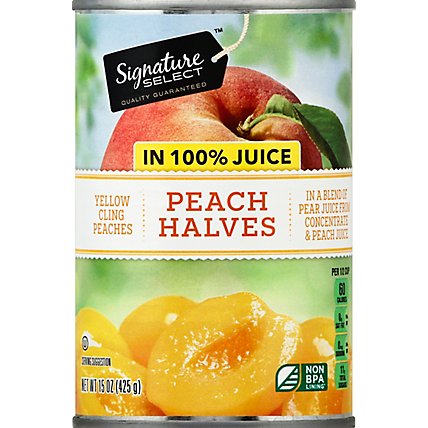 Signature SELECT Peaches Halves in 100% Juice Can - 15 Oz - Image 2