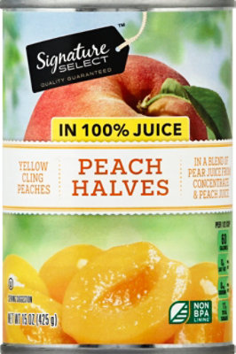 Signature SELECT Peaches Halves in 100% Juice Can - 15 Oz - Image 2