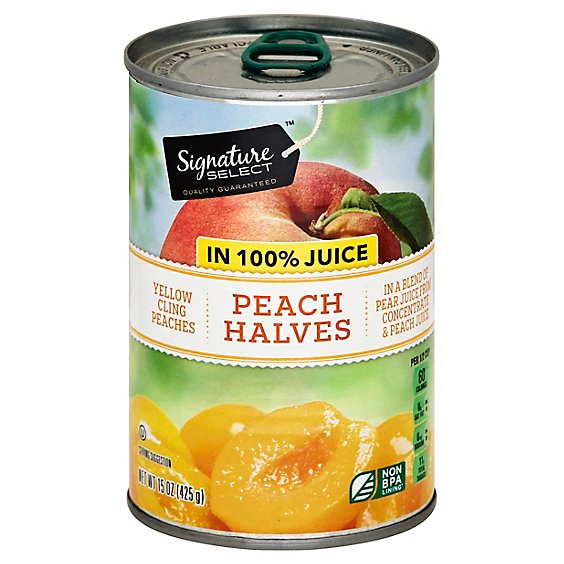Signature SELECT Peaches Halves in 100% Juice Can - 15 Oz