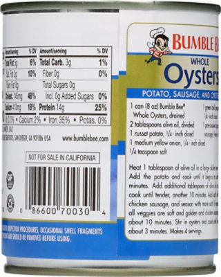 Bumble Bee Oysters Premium Select Fancy Whole - 8 Oz - Image 6