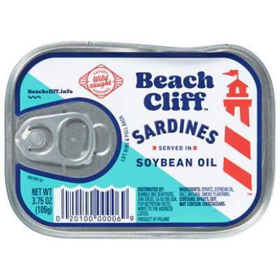 Beach Cliff Sardines in Soybean Oil - 3.75 Oz