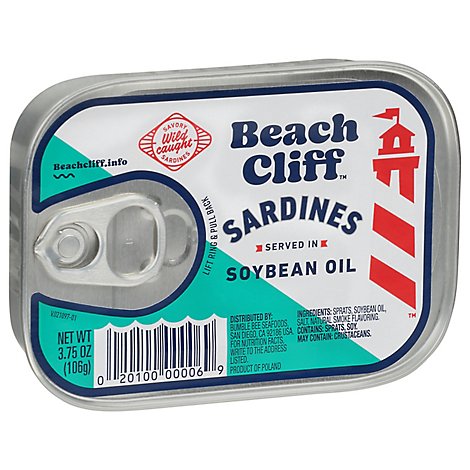 Beach Cliff Sardines in Soybean Oil - 3.75 Oz