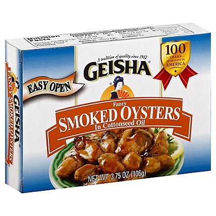 Geisha Oysters Smoked Fancy in Cottonseed Oil - 3.75 Oz - Image 1