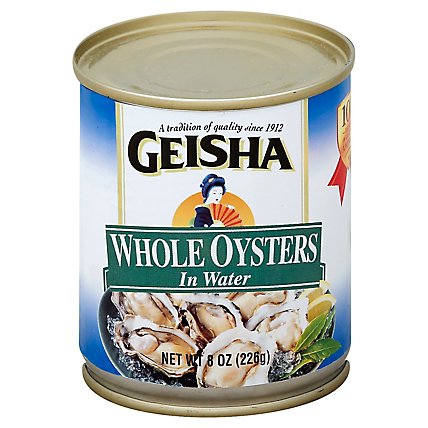 Geisha Oysters in Water Whole - 8 Oz - Image 1