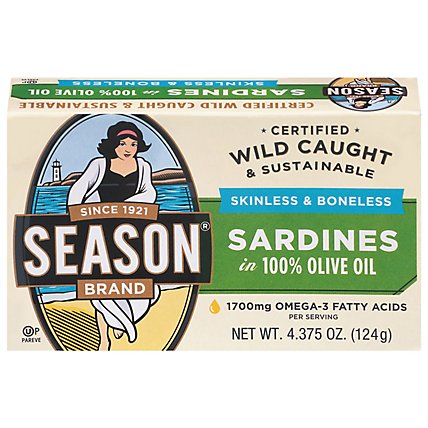 Season Sardines Skinless & Boneless In Pure Olive Oil Can - 4.38 Oz - Image 3