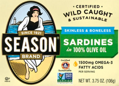 Season Sardines Skinless Boneless In Oil - 3.75 Oz
