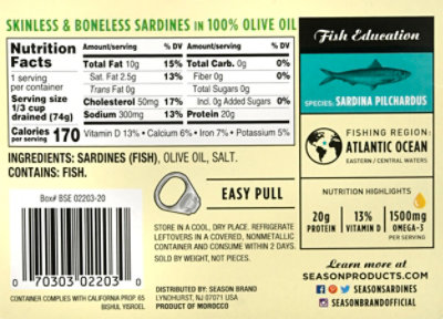 Season Sardines Skinless Boneless In Oil - 3.75 Oz - Image 6