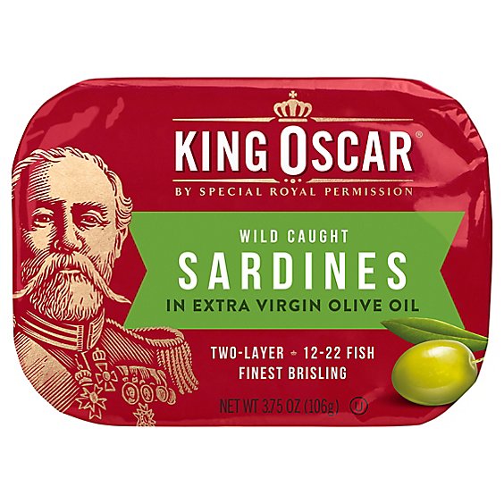 King Oscar Sardines in Extra Virgin Olive Oil Double Layer Omega-3 - 3.75 Oz