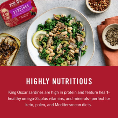 King Oscar Wild Caught Sardines in Extra Virgin Olive Oil - 3.75 Oz - Image 6