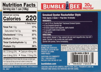 Bumble Bee Oysters Premium Select Fancy Smoked - 3.75 Oz - Image 6