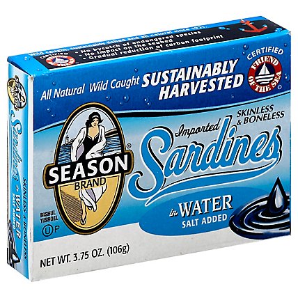 Season Sardines Skinless Boneless In Water - 3.75 Oz - Image 1
